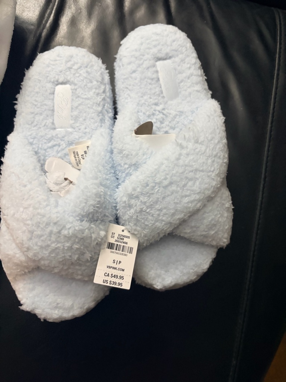 Cozy Light Blue Fuzzy Slide Slippers. Sz S